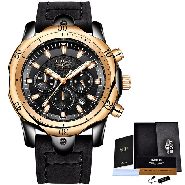 Lige Luxury Chronograph Watch