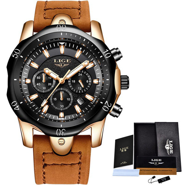 Lige Luxury Chronograph Watch