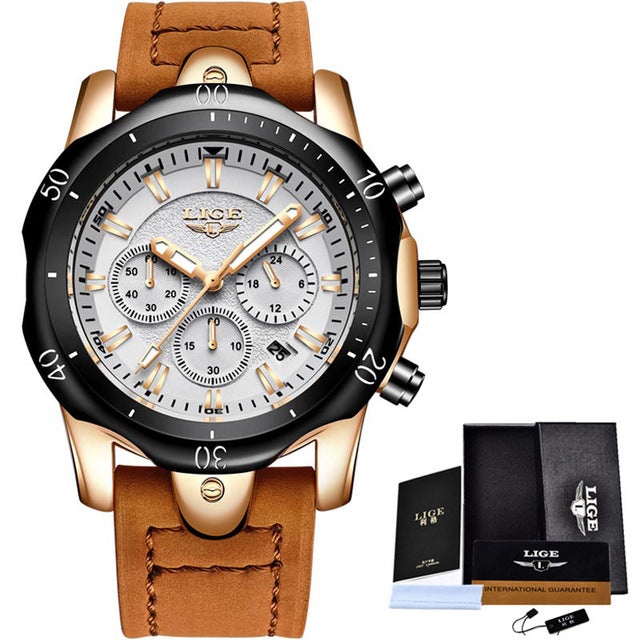 Lige Luxury Chronograph Watch